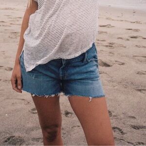 Maternity Hatch - Women's Blue Denim Shorts